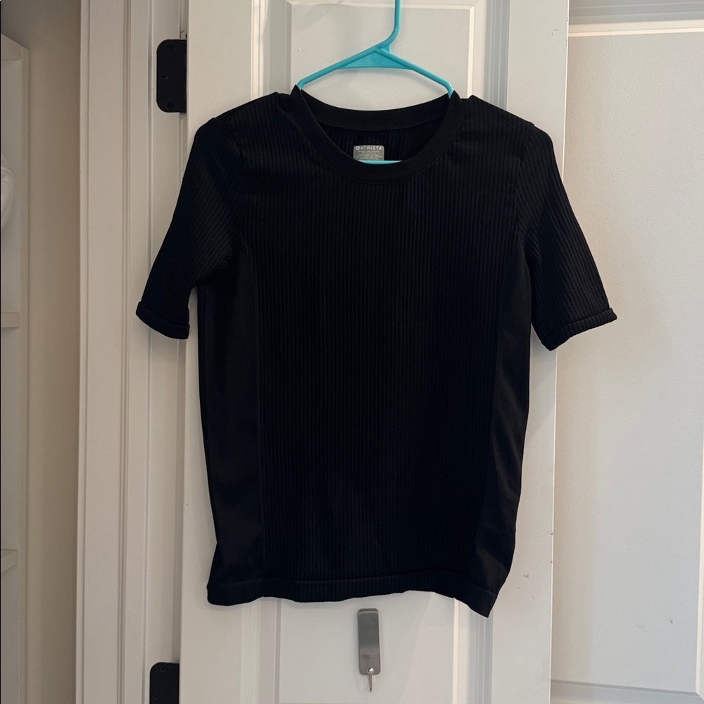 Athleta Black Ribbed Tee - Picture 2 of 4